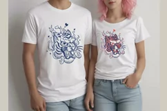 animal love tatto style, tiger in love, svg & sublimation Product Image 2