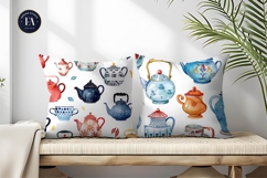 Watercolor Teapots Whimsical Seamless Digital Paper Product Image 2