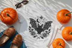Gothic Bat with Moon and Roses SVG and PNG Clipart Product Image 2