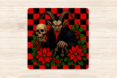 Gothic Christmas Coaster PNG | Krampus Skulls Plaid Product Image 3