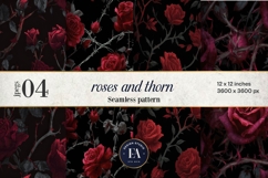 Gothic Rose Digital Paper, Dark Floral Seamless Pattern Product Image 1