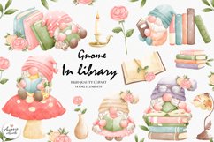 Books gnome clipart, Reading clipart, Library gnome clipart Product Image 1