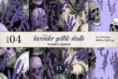 Lavender Gothic Skull Pattern, Purple Floral Skull Paper Product Image 1