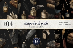 Vintage Book Quills Pattern | Dark Academia Paper Product Image 1