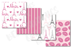 28 Pink Paris Digital Papers Set Eiffel Tower Oh la la Paper Product Image 3