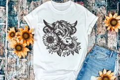 Highland Cow with Sunflowers SVG | Cute Farm Animal PNG File Product Image 4