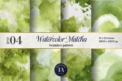 Watercolor Matcha Pattern, Green Wash Texture Product Image 1