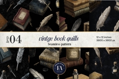 Vintage Book Quills Pattern | Dark Academia Paper Product Image 1