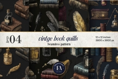 Vintage Book Quills Pattern | Dark Academia Paper Product Image 1