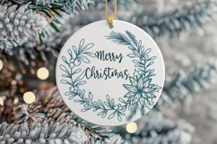 Christmas Wreath with Poinsettia and Berries SVG Cut File Product Image 3