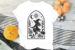 Gothic Witch SVG Cut File| Witch on Broom Silhouette PNG Product Image 2