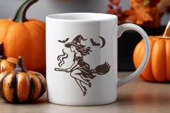 Vintage Halloween Witch SVG | Flying Witch on Broom PNG Product Image 2