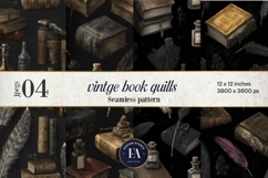 Vintage Book Quills Pattern | Dark Academia Paper Product Image 1