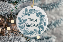 Christmas Wreath with Holly and Pine Branches SVG Product Image 3
