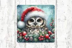 Christmas Coaster PNG | Santa Deer Owl Raven Sublimation Product Image 3