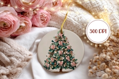 Cute Christmas Round Ornament, Christmas Tree Ornament Print Product Image 2
