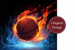 Fire Basketball Ball Tumbler Design, Basketball Sublimation Product Image 2