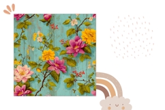 Colorful Pillow Case, Vintage Flowers Pillow Template Product Image 2