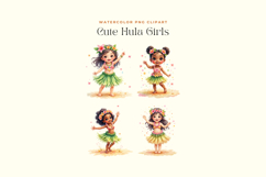 Watercolor Cute Hula Girl Cliparts Product Image 2