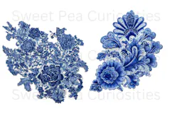 Blue Toile, Ephemera, PNG, Clipart, Junk Journal, flowers Product Image 2