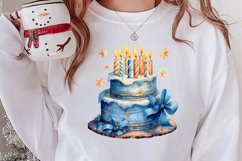 Blue Christmas Watercolor Clipart, Blue Christmas Sublimatio Product Image 2