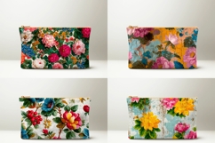 Floral Cosmetic Bag PNG, Vintage Flowers Cosmetic Bag Print Product Image 2