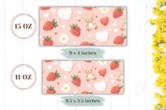 Cartoon Strawberry Mug Design, Red Hearts Mug Template Product Image 2
