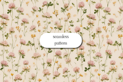 Watercolor Clover and Wildflower Seamless Pattern Product Image 1