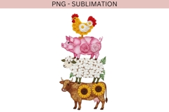 Farm Animals PNG Sublimation | Floral Cow Pig Sheep Chicken Product Image 2