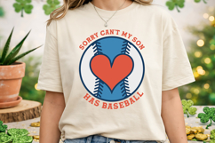 Sorry Can't My Son Has Baseball Mom Heart SVG T-Shirt Design Product Image 3