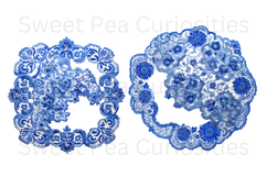 Blue Toile, Ephemera, PNG, Clipart, Junk Journal, flowers Product Image 2