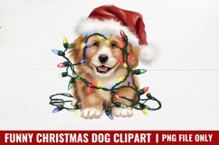Funny Christmas Dog Watercolor Clipart Bundle PNG Product Image 3