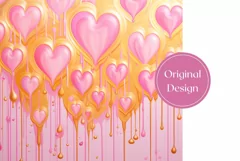 Valentine Pink Hearts Tumbler Wrap, Valentine's Day Tumbler Product Image 2