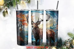 Raindeer Stained Glass Tumbler Wrap Sublimation Designs Product Image 2