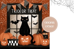 Halloween Cat Backgrounds, Trick Or Treat Digital Papers Product Image 2