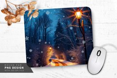 Snowy Village Lanterns and Christmas Decorations Mouse Pad Product Image 1