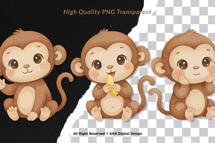 15 Bundle Watercolor Monkey Animal Primate Banana Kids Product Image 2