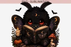 Mothman Reading PNG | Cute Cryptid Book Clipart, Spooky Book Product Image 2