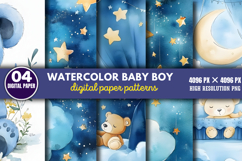 Watercolor Baby Boy Scenes-Paper PNG Product Image 1