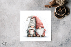 Cute christmas gnomes digital paper, background clipart Product Image 2