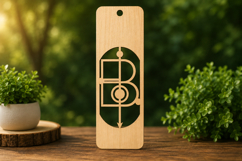 Personalized Letter B Wooden Bookmark with Modern Geometric Product Image 1