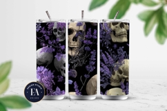 Lavender Gothic Skull Pattern, Purple Floral Skull Paper Product Image 2