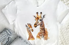 Watercolor Mom and Baby Giraffe PNG Clipart Product Image 2