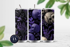 Lavender Gothic Skull Pattern, Purple Floral Skull Paper Product Image 2