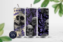 Lavender Gothic Skull Pattern, Purple Floral Skull Paper Product Image 2