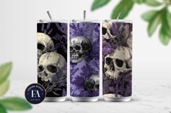 Lavender Gothic Skull Pattern, Purple Floral Skull Paper Product Image 2