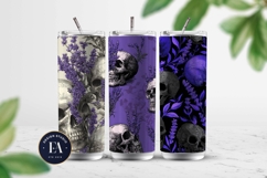 Lavender Gothic Skull Pattern, Purple Floral Skull Paper Product Image 2