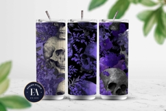 Lavender Gothic Skull Pattern, Purple Floral Skull Paper Product Image 2