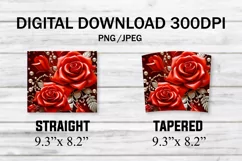 3D Beautiful Red roses, with pearls, 20 oz Tumbler Wrap Product Image 2