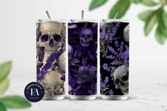 Lavender Gothic Skull Pattern, Purple Floral Skull Paper Product Image 2